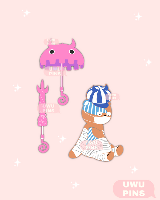 Umbrella and Bear pin set