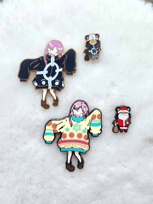 dad and daughter hard enamel pin